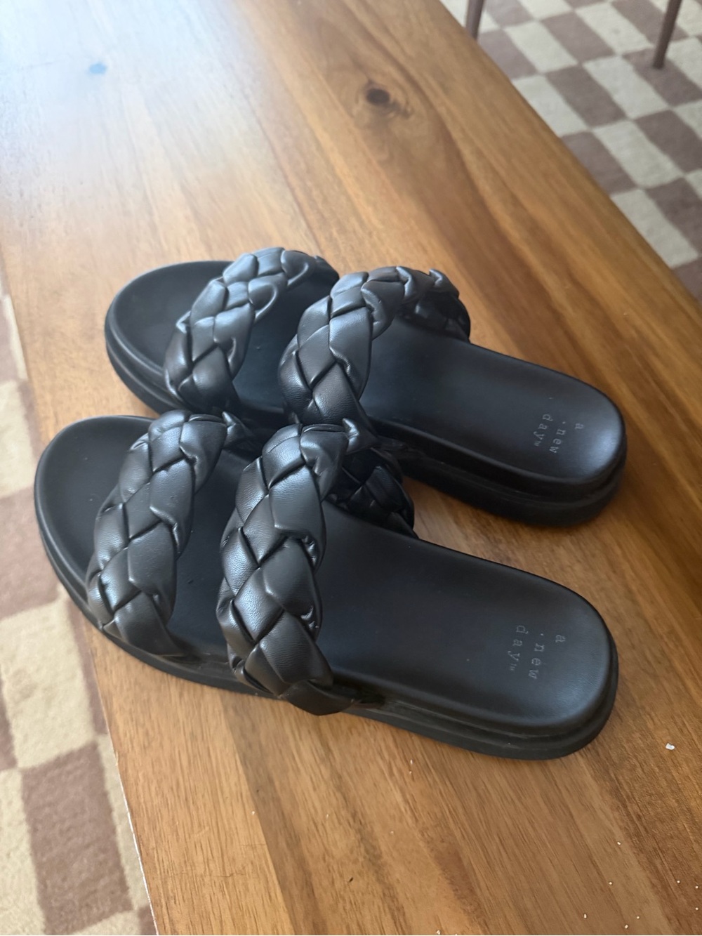a new day Black Braided Double-Strap Slide Sandals - Women - Picture 2 of 3